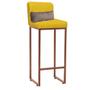 Kit 09 Banqueta Alta com Encosto Lucca Industrial Cozinha Balcão Ferro Bronze Sintético Amarelo e Almofada Bege - Ahz Móveis - AHAZZO MÓVEIS Imagem de Kit 09 Banqueta Alta com Encosto Lucca Industrial Cozinha Balcão Ferro Bronze Sintético Amarelo e Almofada Bege - Ahz Móveis