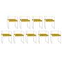Imagem de Kit 09 Cadeira de Jantar Cubo Office Escritório Recepção Ferro Branco Suede Amarelo - Ahz Móveis