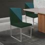 Imagem de Kit 09 Cadeira Office Stan Duo Sala de Jantar Industrial Ferro Prata Suede Verde e Azul Turquesa - Ahz Móveis