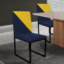 Imagem de Kit 09 Cadeira Office Stan Duo Sala de Jantar Industrial Ferro Preto material sintético Azul Marinho e Amarelo - Ahz Móveis