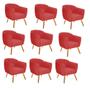 Imagem de Kit 09 Poltrona Cadeira Decorativa  Ludi Pés Palito Sala de Estar Recepção Escritório material sintético Vermelho - KDAcanto Móveis