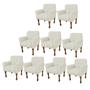 Imagem de Kit 09 Poltrona Cadeira Decorativa  Mona Luxo com Strass Sala de Estar Recepção Escritório material sintético Bege - Damaffê Móveis