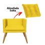 Imagem de Kit 09 Poltrona Cadeira Lucia Confort Com almofada Sala Recepção Escritório Pé Carvalho material sintético Amarelo - KDAcanto Móveis
