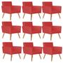 Imagem de Kit 09 Poltrona Cadeira Nina Decorativa Recepção Sala De Estar material sintético Vermelho - KDAcanto Móveis