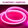 Imagem de KIT 1 a 10 Metros Mangueira Fita LED Neon Flex Rosa + Rabicho