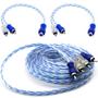 Imagem de Kit 1 Cabo RCA 5M + 2Y Dupla Blindagem Azul Injetado 