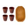 Imagem de Kit 1 Gamela/Caiacão e 4 Copos de cachaça em madeira maciça