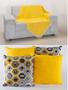 Imagem de Kit 1 Manta Sofá Xale Decorativo 1,50 X 1,50 + 4 Almofadas Amarelo