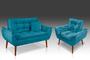 Imagem de Kit 1 Namoradeira Opala + 2 Almofadas soltas com fibra + 1 Poltrona Opala / Suede Azul Tiffany- THAINA DECORA