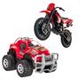 Imagem de Kit 1 Pick Up Carrinho  + 1 Moto Brinquedo Infantil Desafio Rally Extreme BS TOYS