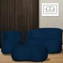 Imagem de Kit 1 Poltrona 1 Namoradeira e 1 Puff Grande Decorativo Estilo Orgânico Beatriz  Suede Mesclado material sintético Preto - Estopar