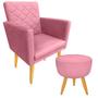 Imagem de Kit 1 Poltrona Decorativa + Puff Maitê Matelassê Estilo Nina Suede Rosa