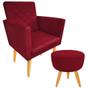 Imagem de Kit 1 Poltrona Decorativa + Puff Maitê Matelassê Estilo Nina Suede Vermelho Marsala