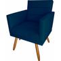 Imagem de Kit 1 Poltrona Lux Decorativa Nina E Puff Suede Azul Marinho