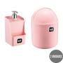 Imagem de Kit 1 Porta Detergente + 1 Lixeira Uz Plastico Rosa Bebe