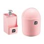 Imagem de Kit 1 Porta Detergente + 1 Lixeira Uz Plastico Rosa Bebe
