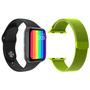 Imagem de Kit 1 Relógio Inteligente SmartWatch W12 Lite Preto Android iOS + 1 Pulseira Milanese Verde Musgo