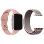 Imagem de Kit 1 Relógio Inteligente SmartWatch W34 S Rosa Android iOS + 1 Pulseira Extra Nylon Rosa