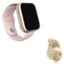 Imagem de Kit 1 Relógio SmartWatch A1 Pro Plus Rosa + 1 Mini Fone Bluetooth Marfim