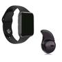 Imagem de Kit 1 Relógio SmartWatch W34 S Preto Troca Pulseira + 1 Mini Fone Bluetooth Preto -