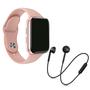 Imagem de Kit 1 Relógio SmartWatch W34 S Rosa Troca Pulseira + 1 Fone Bluetooth S6 Preto -