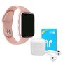 Imagem de Kit 1 Relógio SmartWatch w8 Lite Plus Rosa Troca Pulseira + Fone Bt i11 Pro TWS