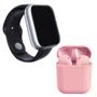 Imagem de Kit 1 Relógio SmartWatch Z6 Prata + 1 Fone Bluetooth inPods 12 Rosa