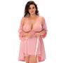 Imagem de Kit 1 Robe Plus Pijama e Short Doll Plus Linha Noite Moda Feminina