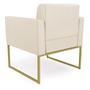 Imagem de Kit 1 Sofá Namoradeira e 2 Poltronas Elisa material sintético Bege Base Metálica Industrial Dourado - D'Rossi