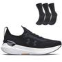 Imagem de Kit 1 Tênis de Corrida Masculino Under Armour Charged Hit e 1 Pct com 3 pares de Meia cano alto