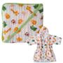 Imagem de Kit 1 Toalha de Banho Bebe Soft com Capuz de Fralda + 1 Roupão com Capuz Soft 100% algodão Enxoval