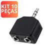 Imagem de Kit 10 Adaptador de Áudio P2 Jack P2 Duplo 3,5mm Splitter Divisor de Sinal para Fone de Ouvido