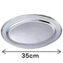 Imagem de Kit 10 Bandeja Travessa Oval Rasa Inox Media Servir 35cm