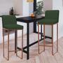 Imagem de Kit 10 Banqueta Alta Com Encosto Lucca -60cm chão até o assento Industrial Ferro Bronze Suede Verde Musgo - Ahz Móveis