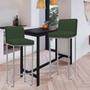 Imagem de Kit 10 Banqueta Alta Com Encosto Lucca -60cm chão até o assento Industrial Ferro Prata Suede Verde Musgo - Ahz Móveis