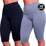 Imagem de Kit 10 Bermudas Legging Fitness Lisas Suplex Longa Ciclista