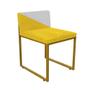 Imagem de Kit 10 Cadeira Office Lee Duo Sala de Jantar Industrial Ferro Dourado Sintético Amarelo e Branco - Ahz Móveis