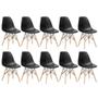 Imagem de Kit 10 Cadeiras Charles Eames Eiffel Dsw Com Pés De Madeira Clara Preto