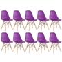 Imagem de Kit 10 Cadeiras Charles Eames Eiffel Dsw Com Pés De Madeira Clara Roxo