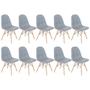 Imagem de Kit 10 cadeiras estofadas Charles Eames Eiffel Botonê com pés de madeira clara
