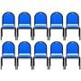 Imagem de Kit 10 Cadeiras Hoteleiras Auditório Empilhável Sintético M23 Azul - Mpozenato