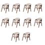 Imagem de Kit 10 Cadeiras Liz Ambiente Sala de Jantar Pés Madeira material sintético Preto e Boucle Off White