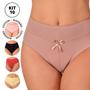 Imagem de Kit 10 Calcinha Atacado Cintura Alta Cós Duplo Reforçado de Cotton Algodão Veste até o 50 Lingerie feminina Direto de fabrica para revenda