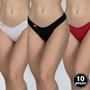 Imagem de Kit 10 Calcinhas Tanga Fio Lisa Conforto Moda Íntima Lingerie