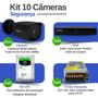 Imagem de Kit 10 Câmeras Bullet Black Tudo Forte TF 2020 B Full HD 1080p Visão Noturna 20M Proteção IP66 DVR Tudo Forte TFHDX 3316 16 Canais HD 1TB Skyhawk