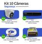 Imagem de Kit 10 Câmeras de Segurança Tudo Forte Dome Interna Full HD 1080p com Visão Noturna de 20m Lente 2.8mm + DVR Tudo Forte TFHDX 3316 16 Canais