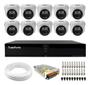Imagem de Kit 10 Câmeras de Segurança Tudo Forte Dome Interna Full HD 1080p com Visão Noturna de 20m Lente 2.8mm + DVR Tudo Forte TFHDX 3316 16 Canais