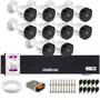 Imagem de Kit 10 Câmeras Intelbras 3130 B G7 HD 720 Multi HD Visão Noturna até 30m IP67 + Dvr Intelbras MHDX 1016-C 16 Canais + HD 2TB