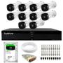 Imagem de Kit 10 Câmeras Intelbras VHL 1120 B HDCVI Lite HD 720p Lente 3.6mm Visão Noturna 20m IP66 + Dvr Tudo Forte TFHDX 3316 16 Canais + HD 1TB BarraCuda