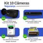 Imagem de Kit 10 Câmeras Segurança Black Full HD 1080p Infra 20M DVR Intelbras MHDX 1216 16 Canais 2TB SkyHawk